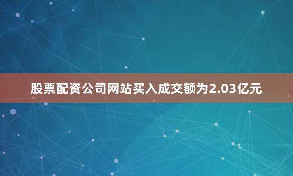 股票配资公司网站买入成交额为2.03亿元